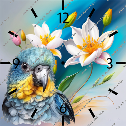 Clock Beautiful Bird floral Design