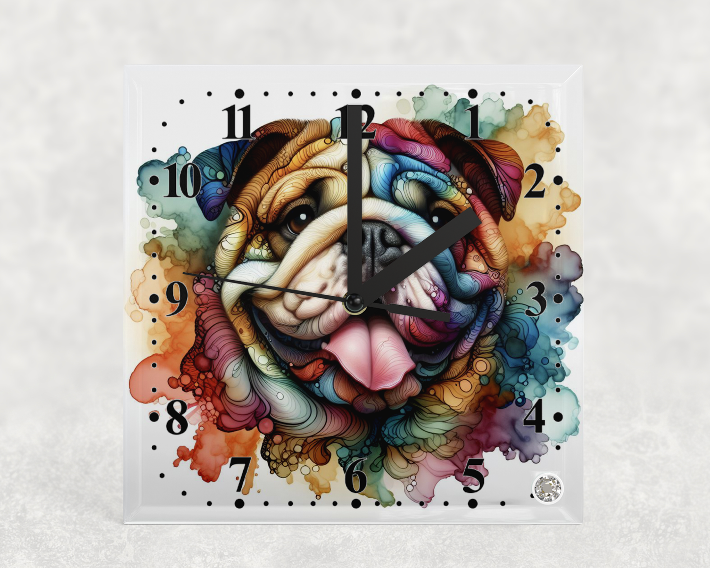 Clock Bulldog Alcohol Ink Designs