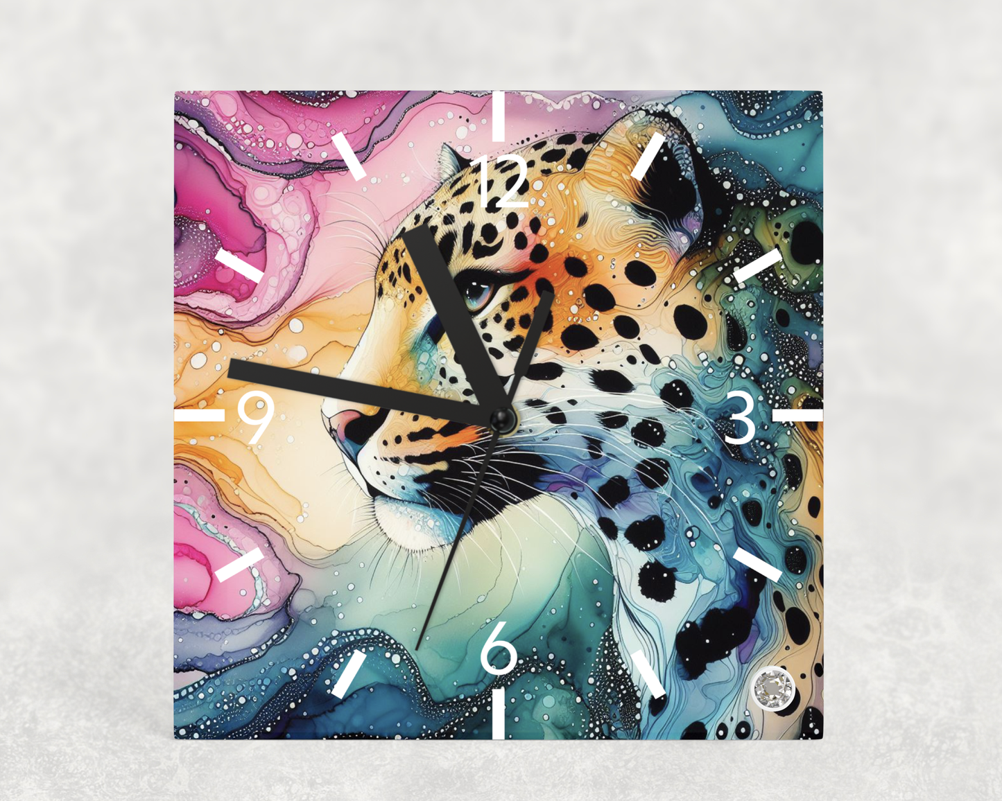 Clock Leopard Alcohol ink designs