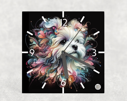 Clock Maltese Alcohol Ink Designs