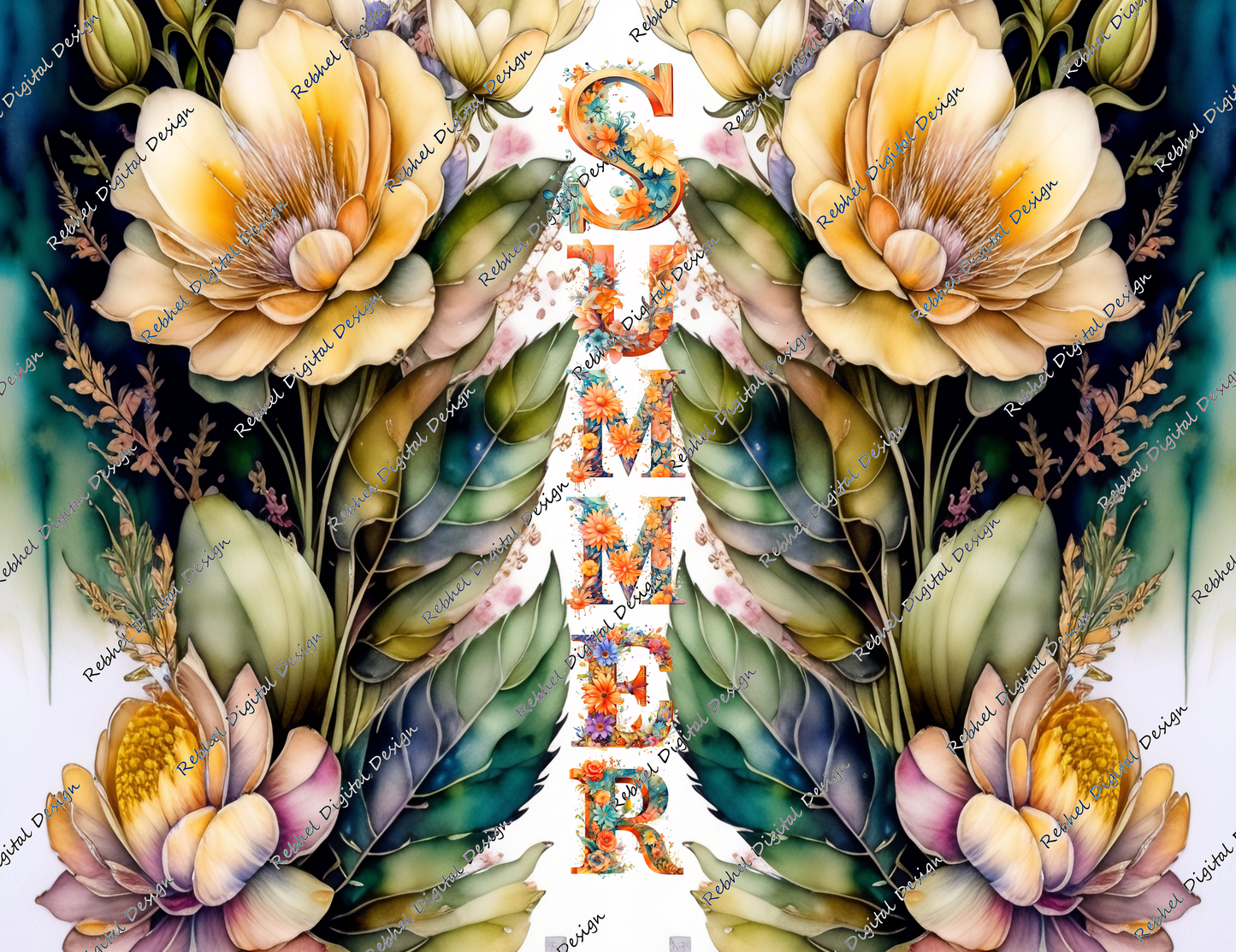 Beautiful Watercolour floral Summer Design