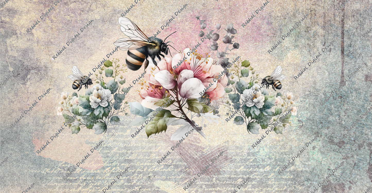 Bee Pastel Watercolour wash