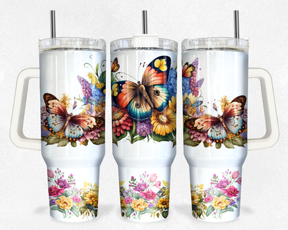 40oz Butterfly Floral Design