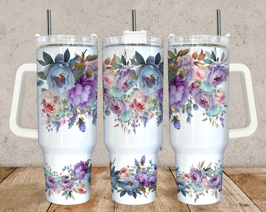 40oz Purple floral Design