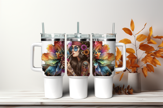 Gorgeous Colourful Hippie Chick 40oz Design