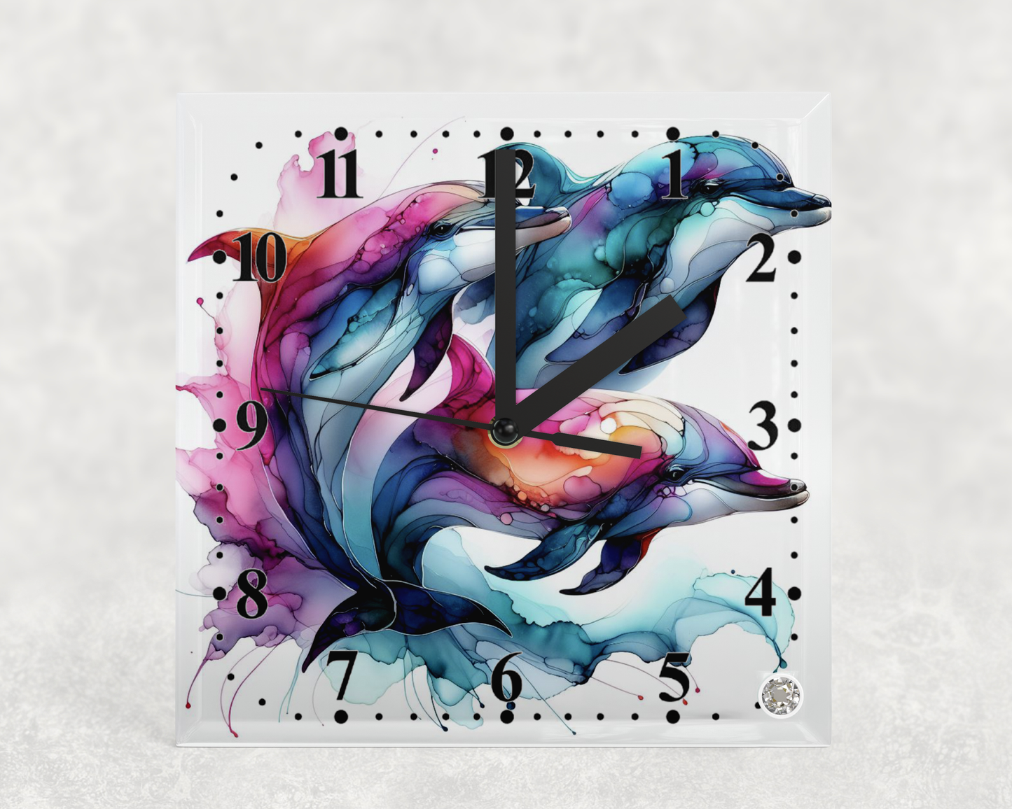 Clock Dolphin Alcohol ink Designs