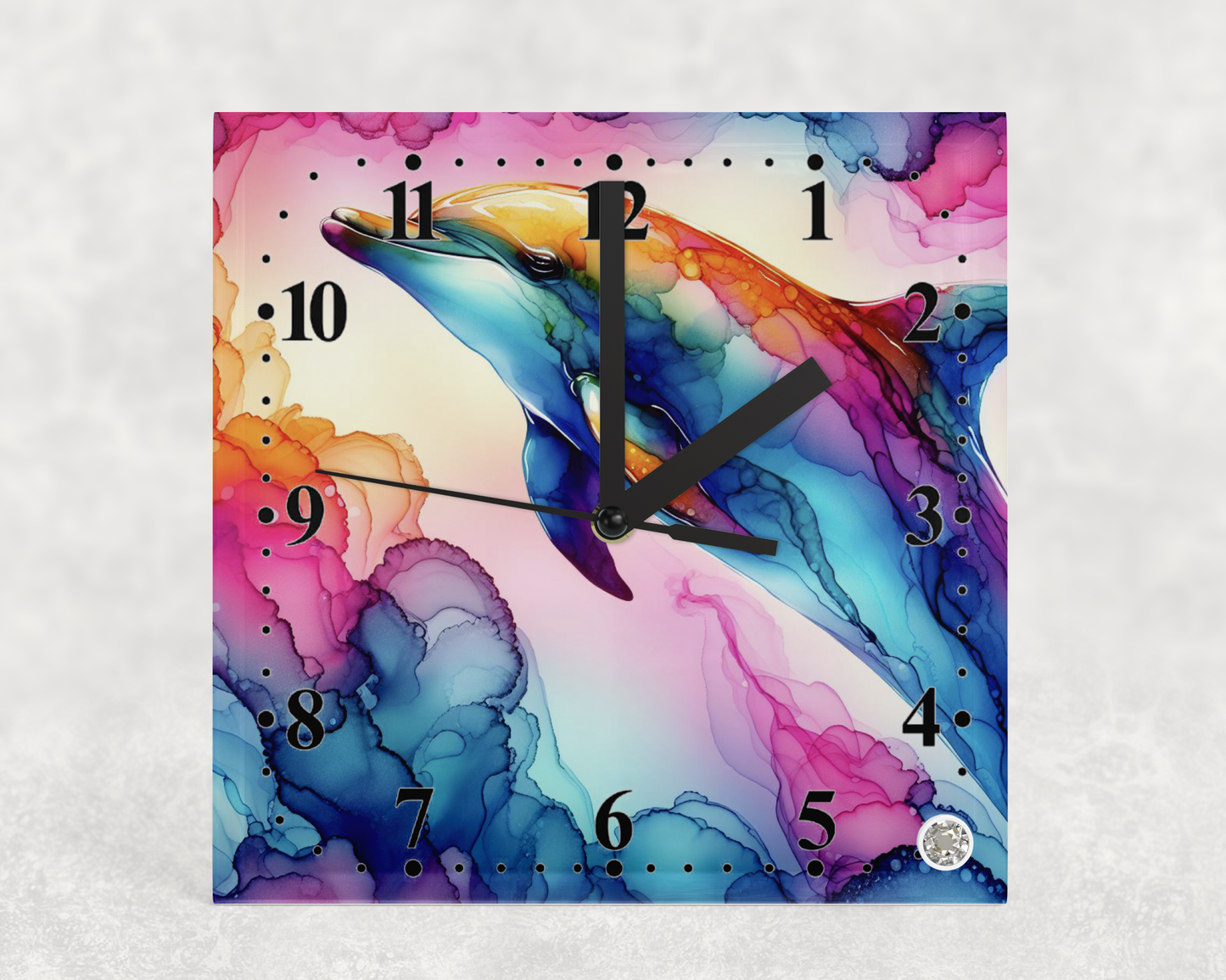 Clock Dolphin Alcohol ink Designs