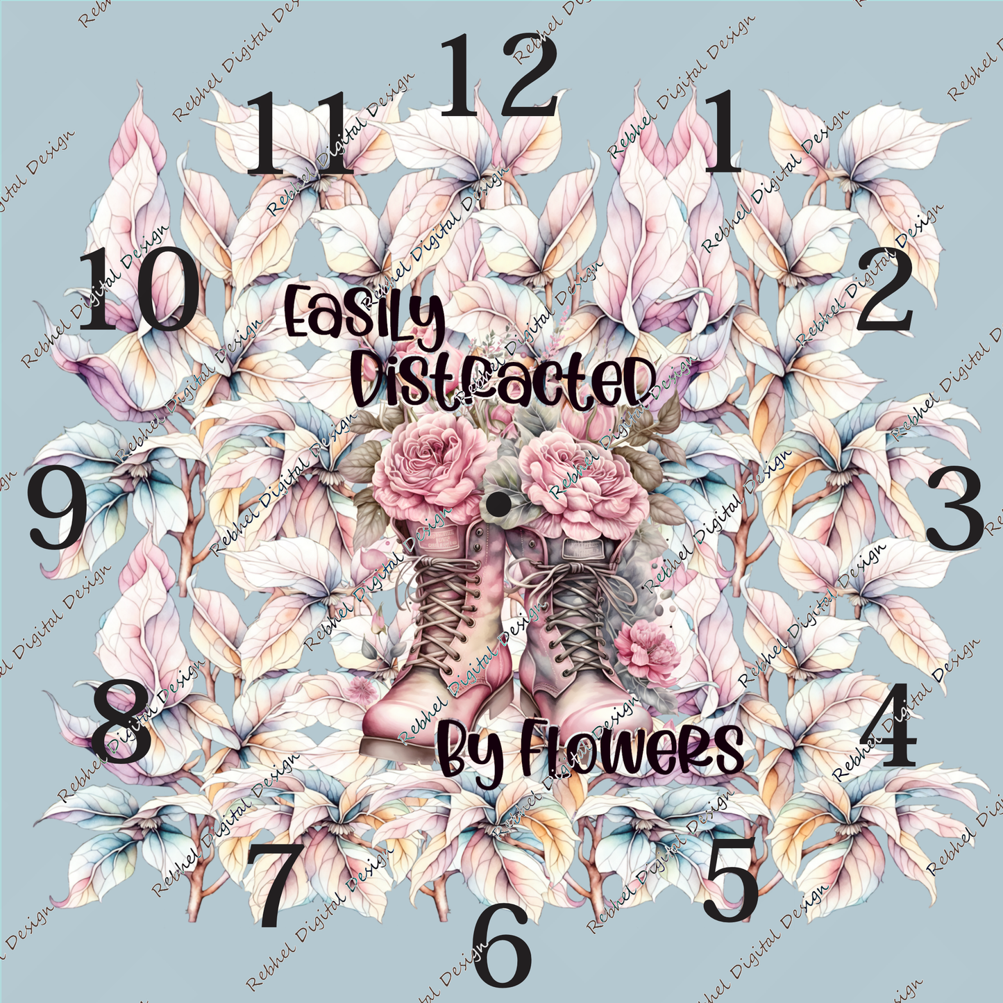Clock Easily Distracted by Flowers Design