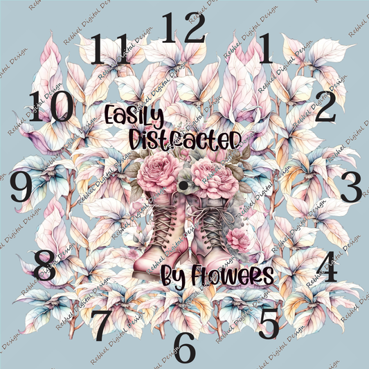 Clock Easily Distracted by Flowers Design