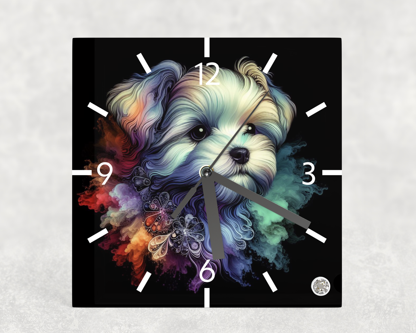 Clock Maltese Alcohol Ink Designs