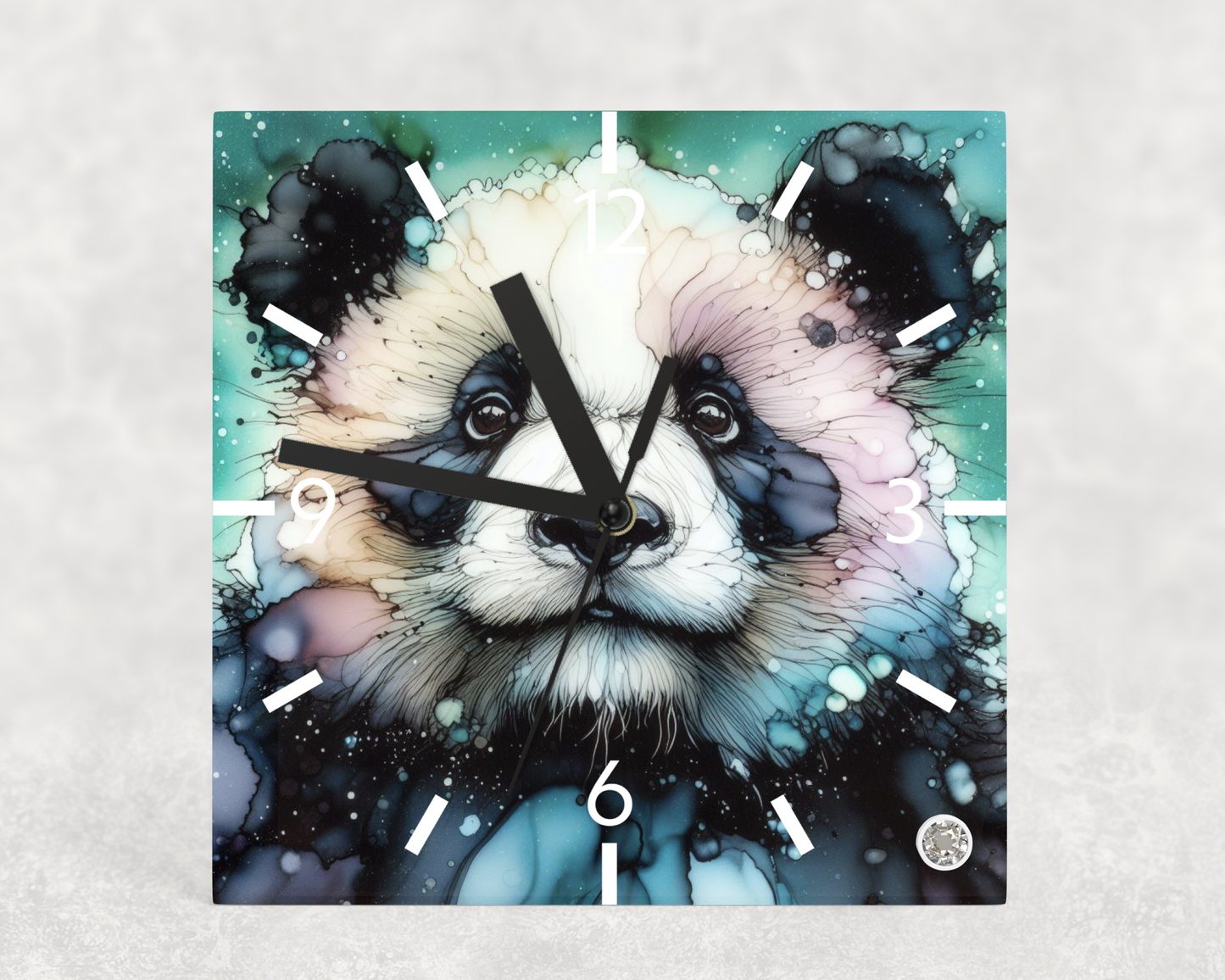 Clock Panda Alcohol Ink Designs