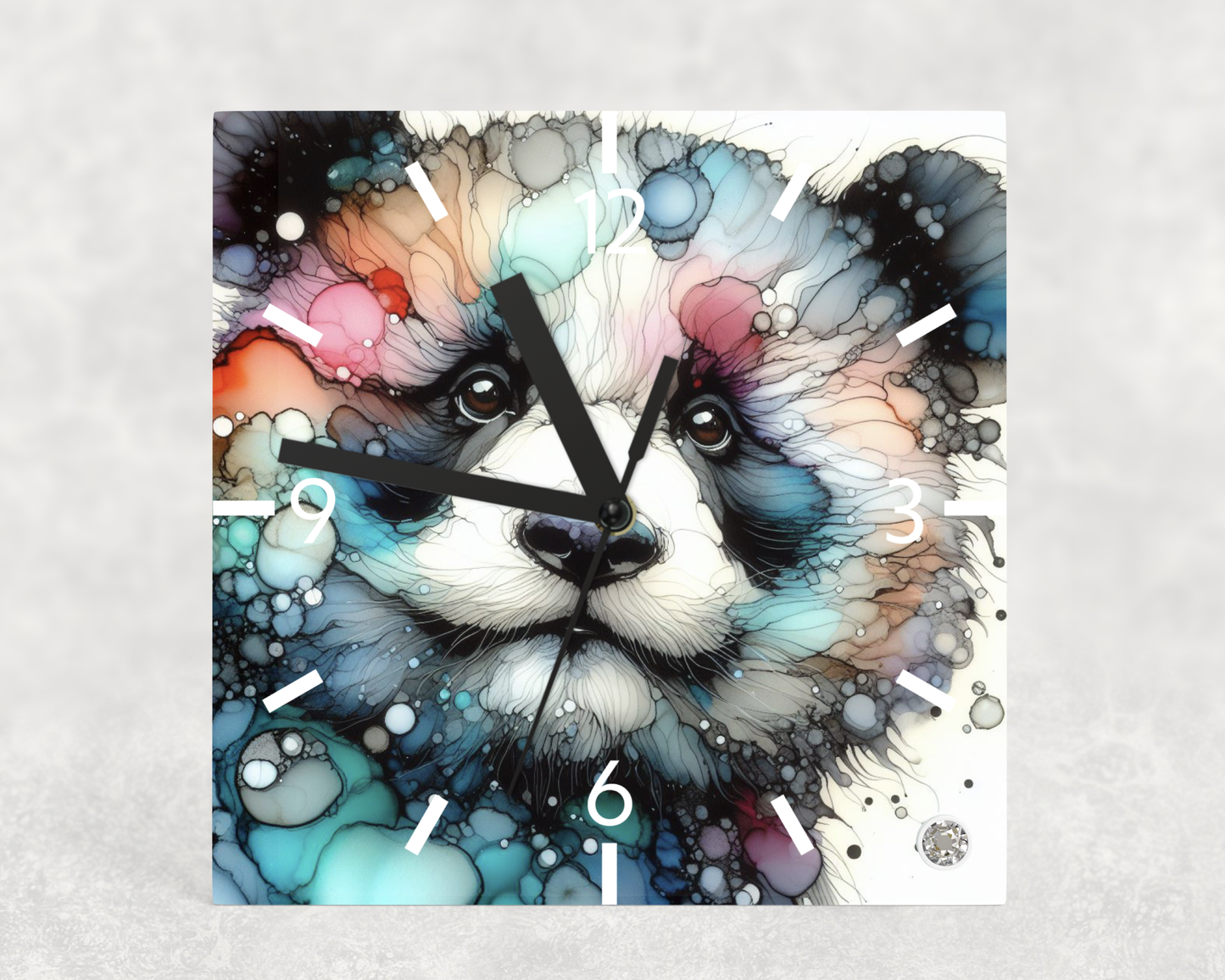 Clock Panda Alcohol Ink Designs