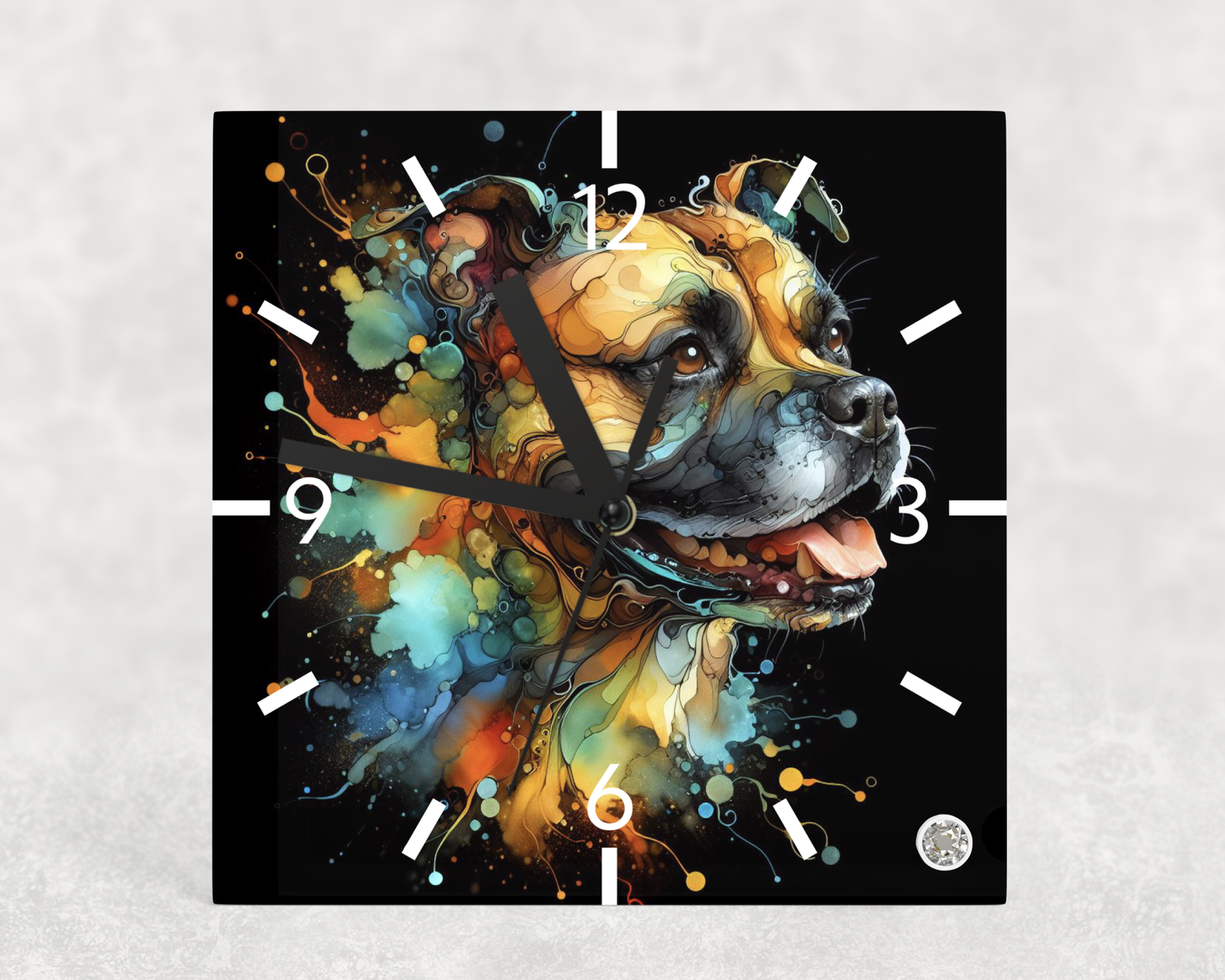 Clock Staffy Alcohol Ink Designs