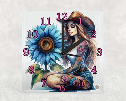 Glass Clocks with stand 20cm x 20cm. Collection 1