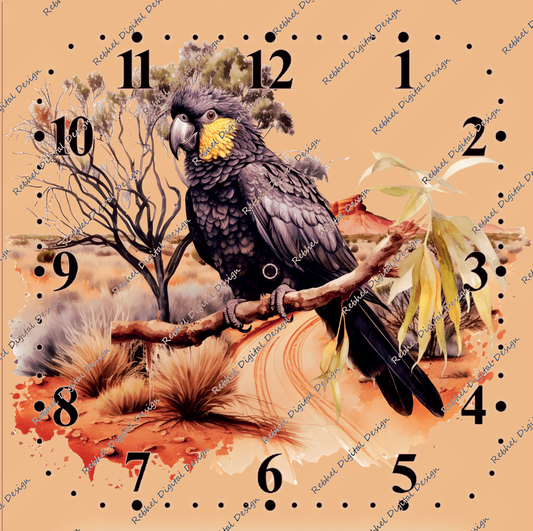 Clock Black Cockatoo Outback Design