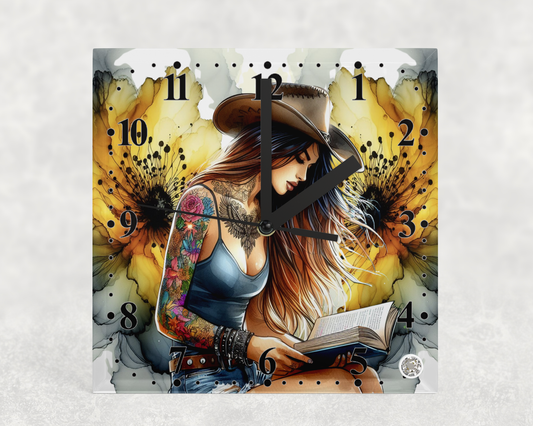 Clock Pretty Cowgirl Reading Design