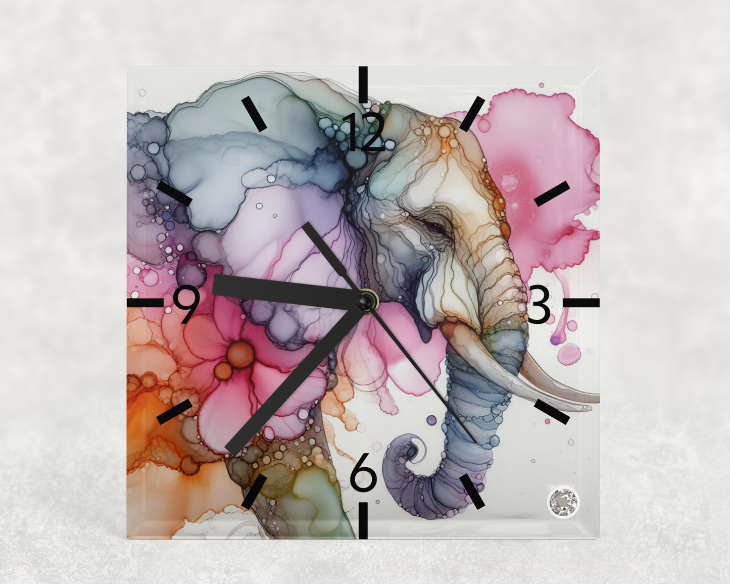 Clock Elephant Alcohol Ink Designs