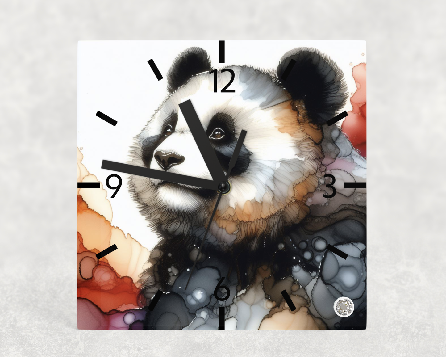 Clock Panda Alcohol Ink Designs