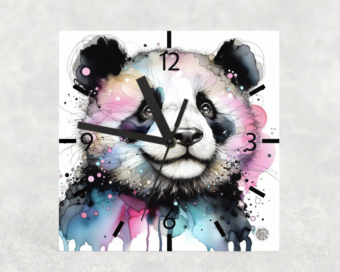 Clock Panda Alcohol Ink Designs