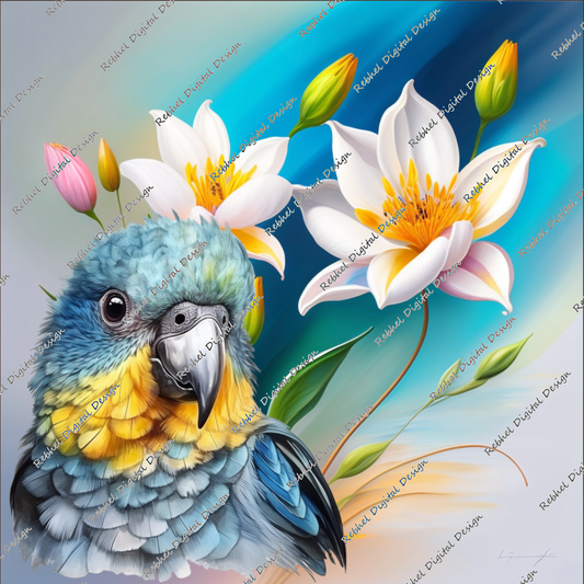 Clock Beautiful Bird floral Design