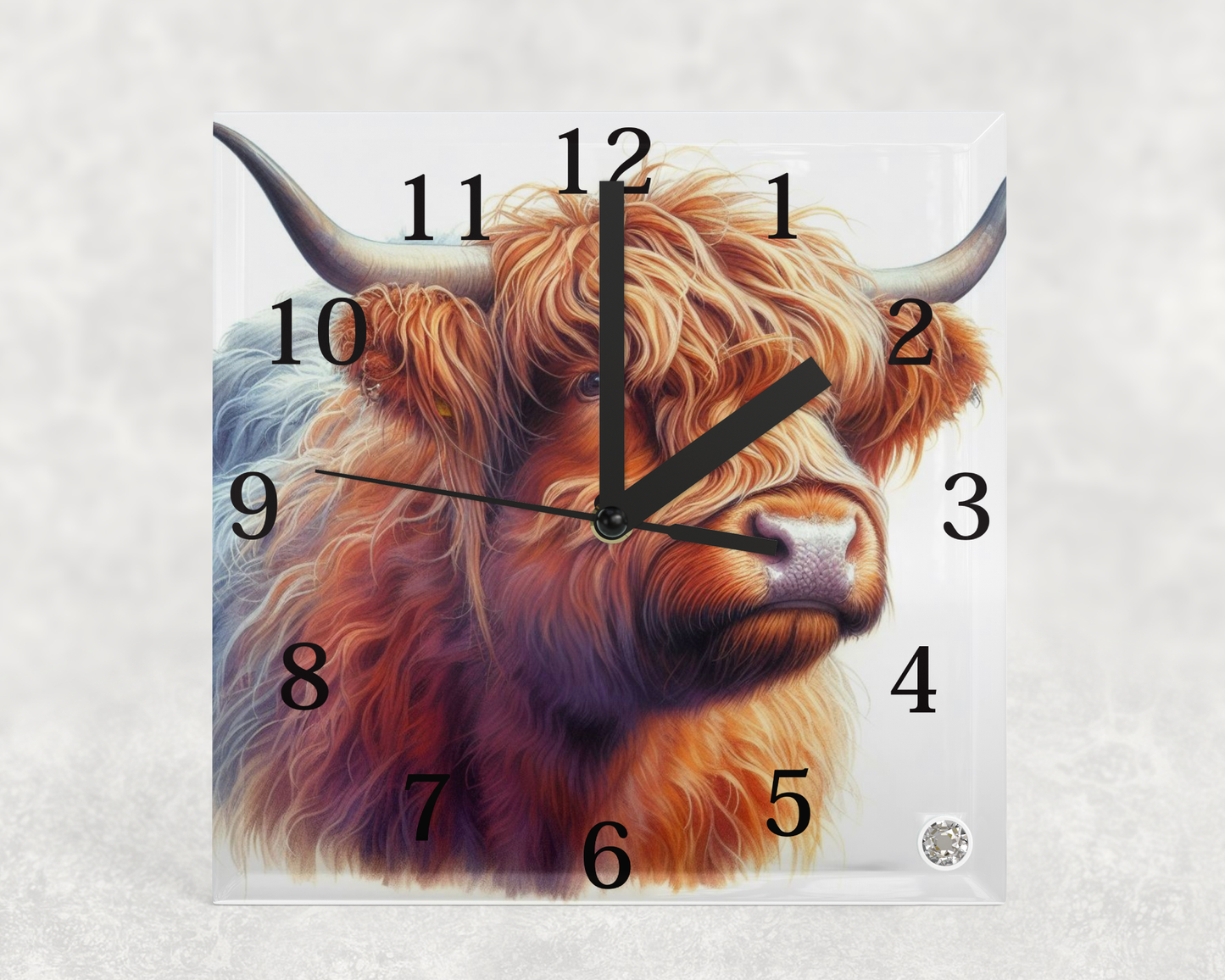 Glass Clocks with stand 20cm x 20cm. Collection 1