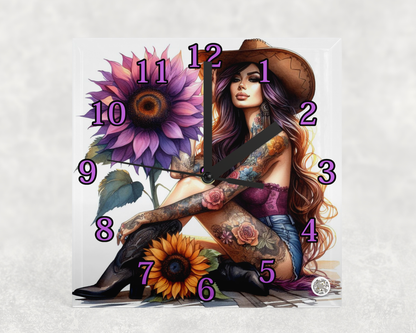 Glass Clocks with stand 20cm x 20cm. Collection 1