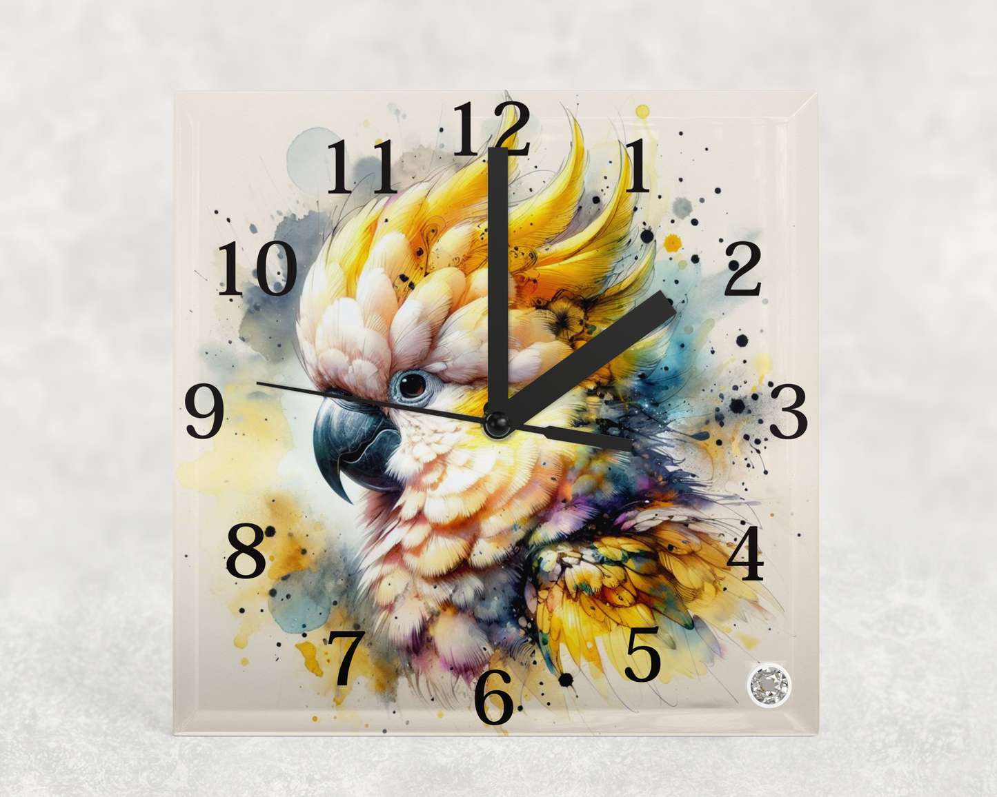Glass Clocks with stand 20cm x 20cm. Collection 1