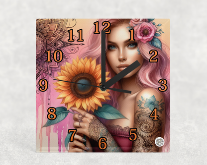 Glass Clocks with stand 20cm x 20cm. Collection 1