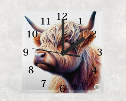 Glass Clocks with stand 20cm x 20cm. Collection 1