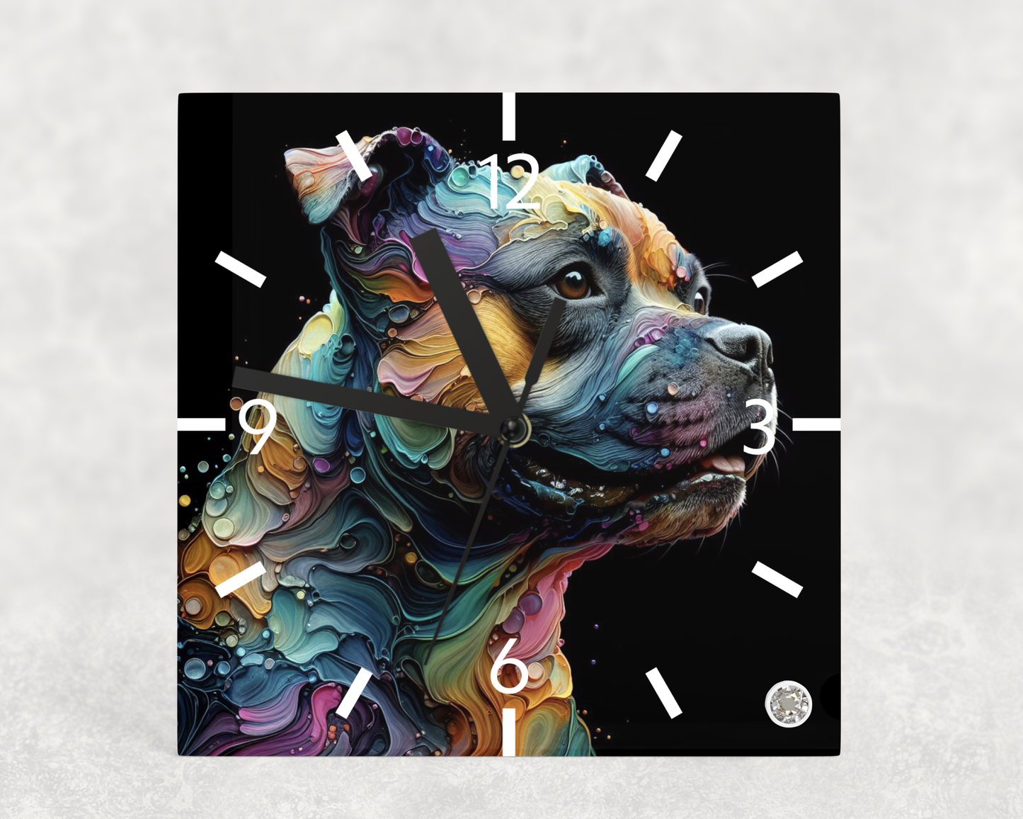 Clock Staffy Alcohol Ink Designs