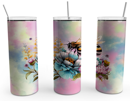 Bee Floral with Pastel Background