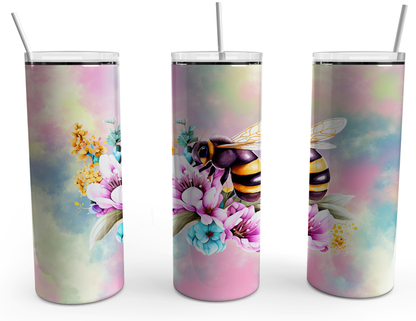 Bee Floral with Pastel Background