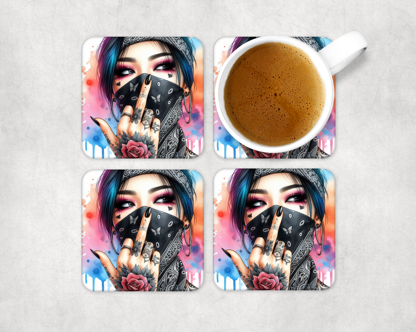 Glass Square Coasters 10 x 10cm (Set of 4) Collection 1