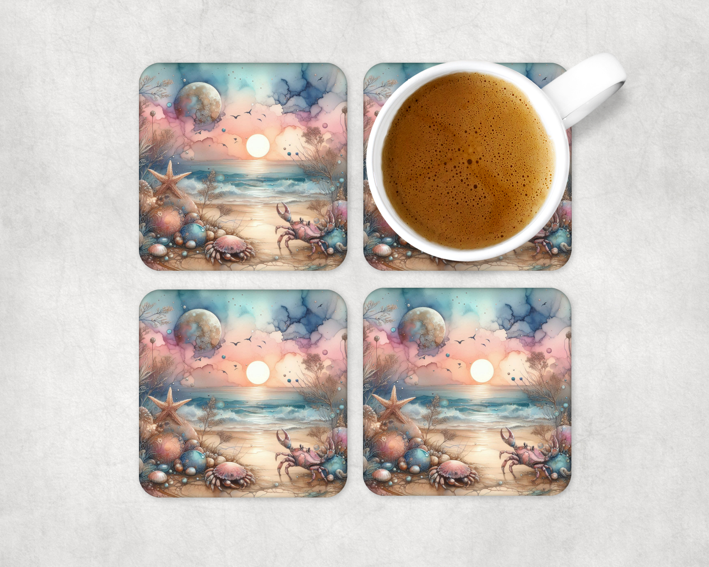 Glass Square Coasters 10 x 10cm (Set of 4) Collection 1