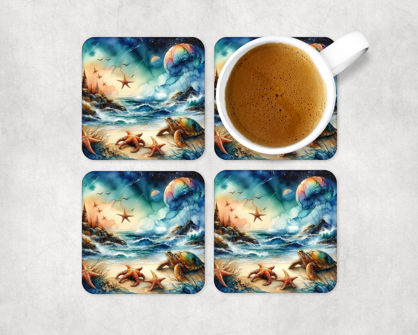 Glass Square Coasters 10 x 10cm (Set of 4) Collection 1