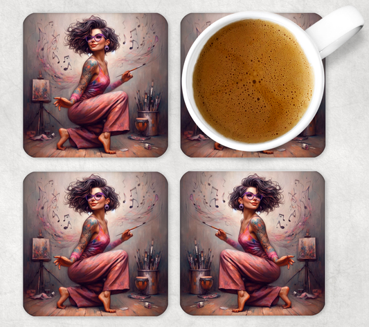 Glass Square Coasters 10 x 10cm (Set of 4) Collection 1