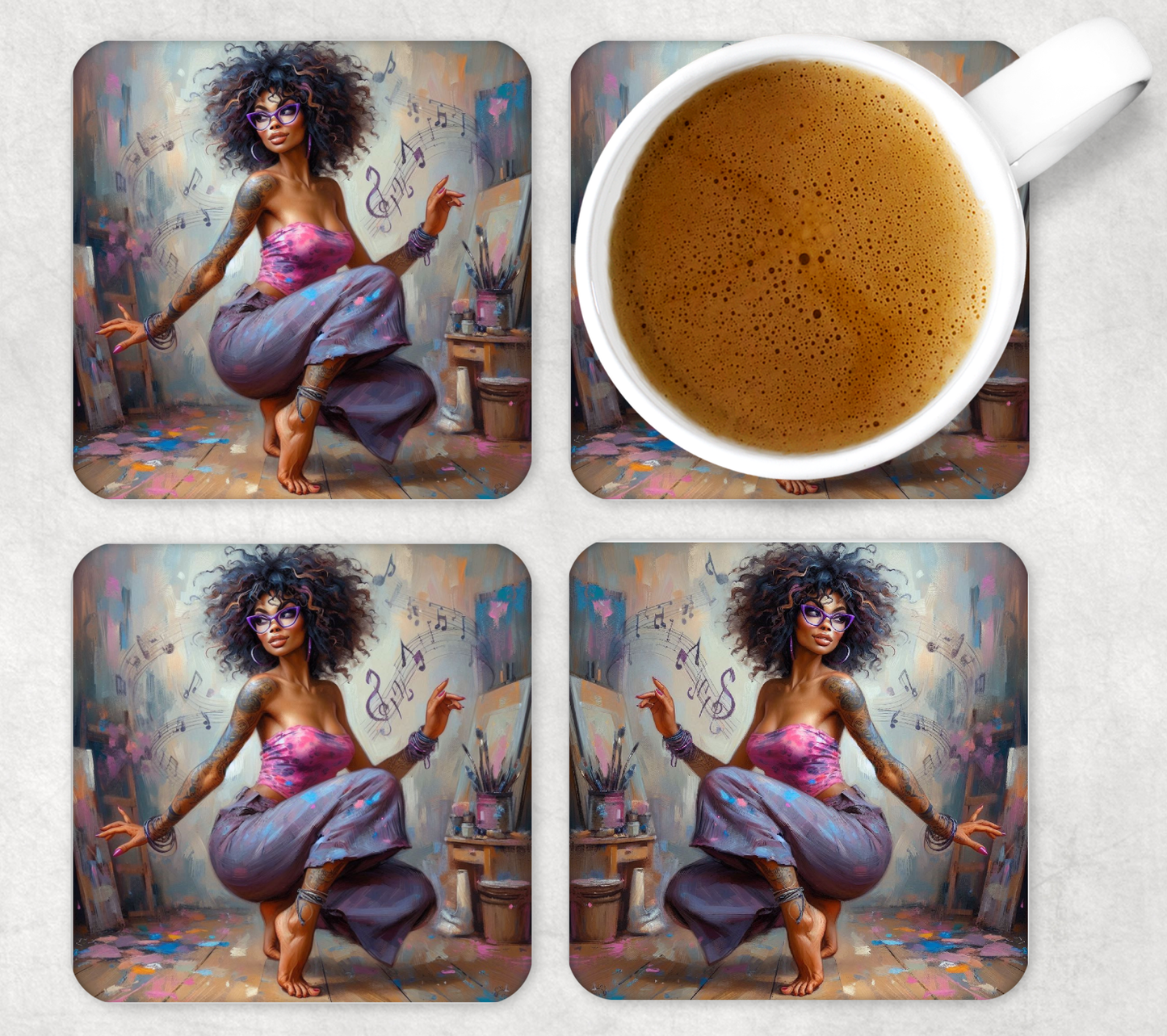 Glass Square Coasters 10 x 10cm (Set of 4) Collection 1