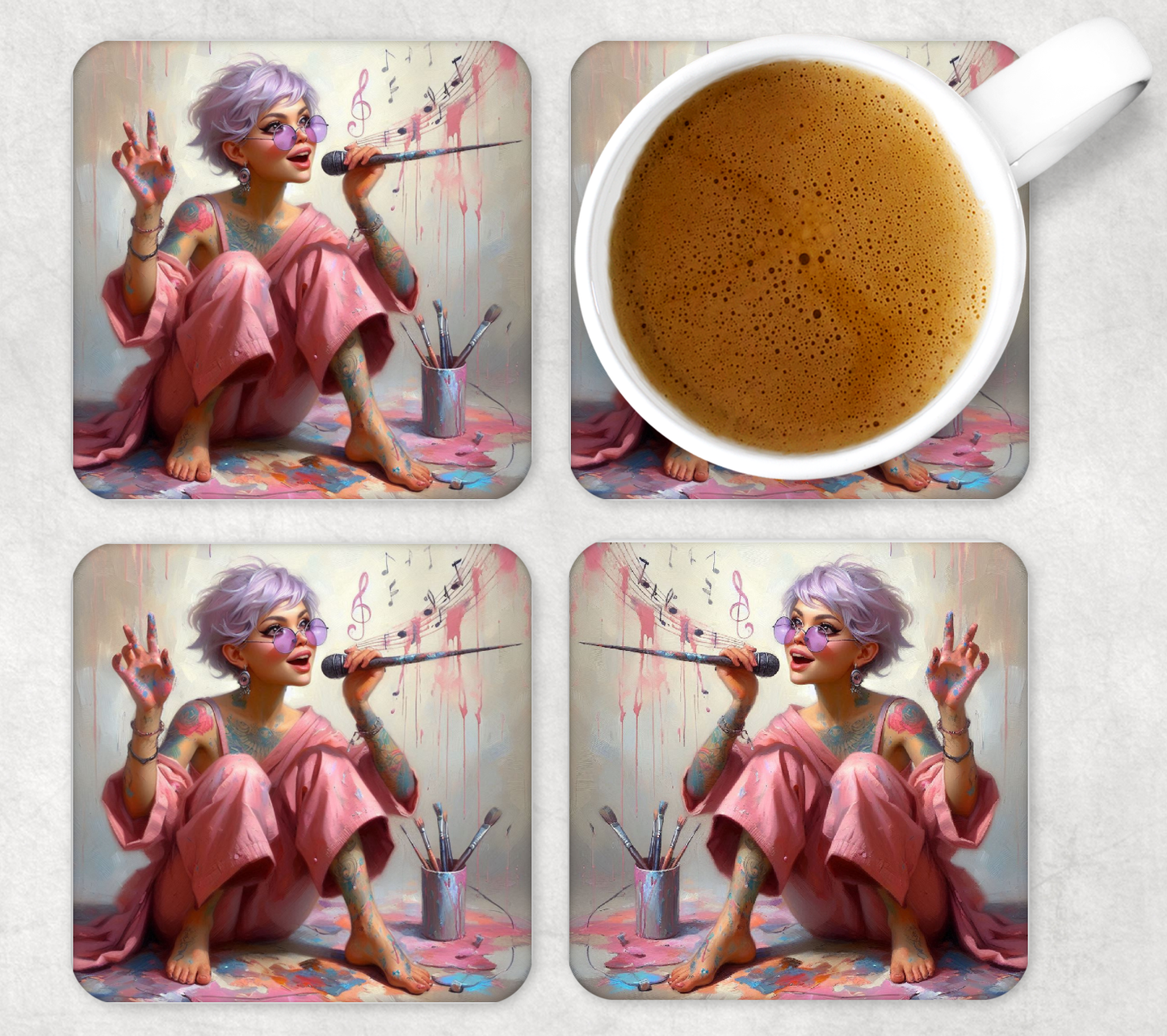 Glass Square Coasters 10 x 10cm (Set of 4) Collection 1