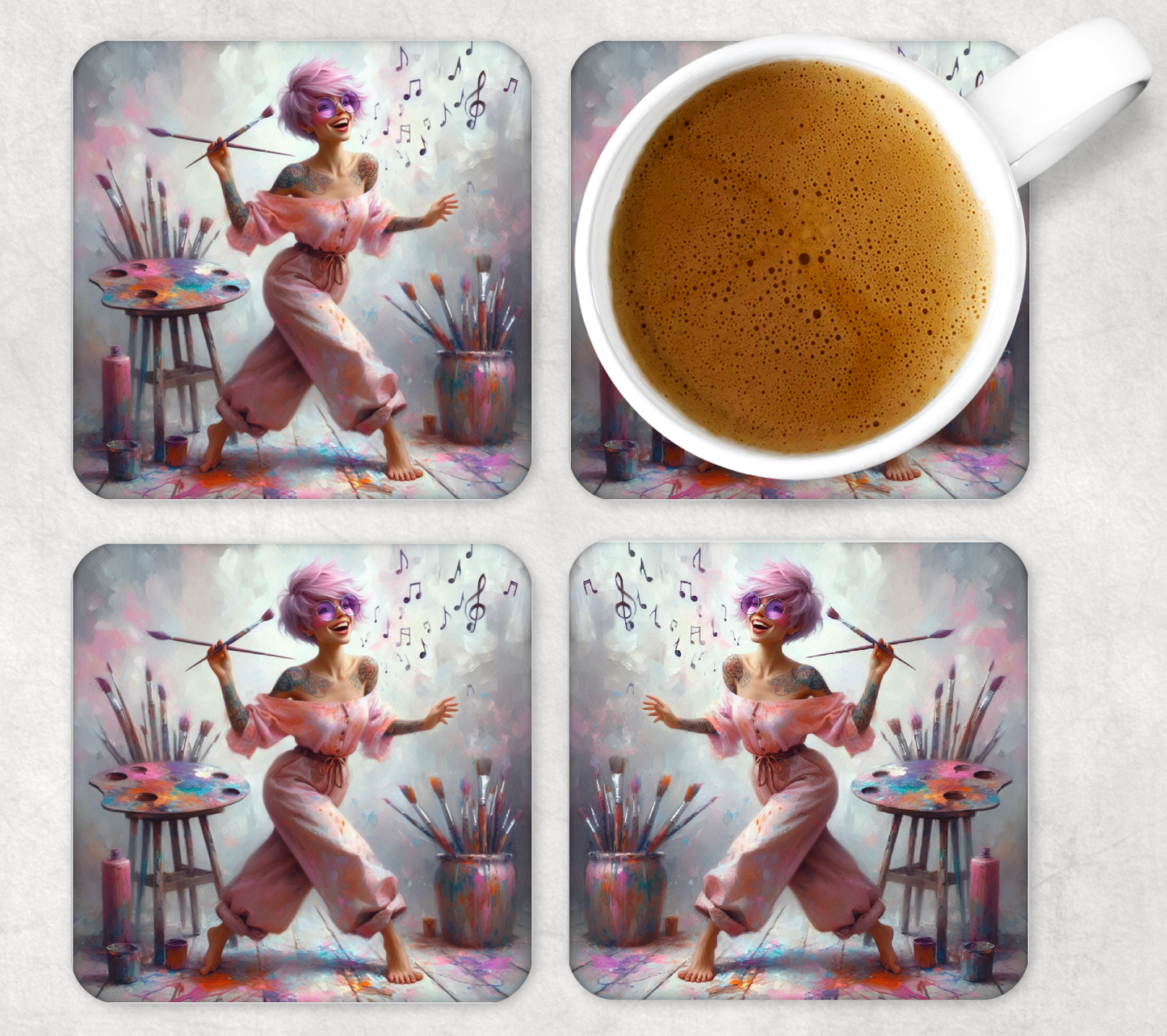 Glass Square Coasters 10 x 10cm (Set of 4) Collection 1