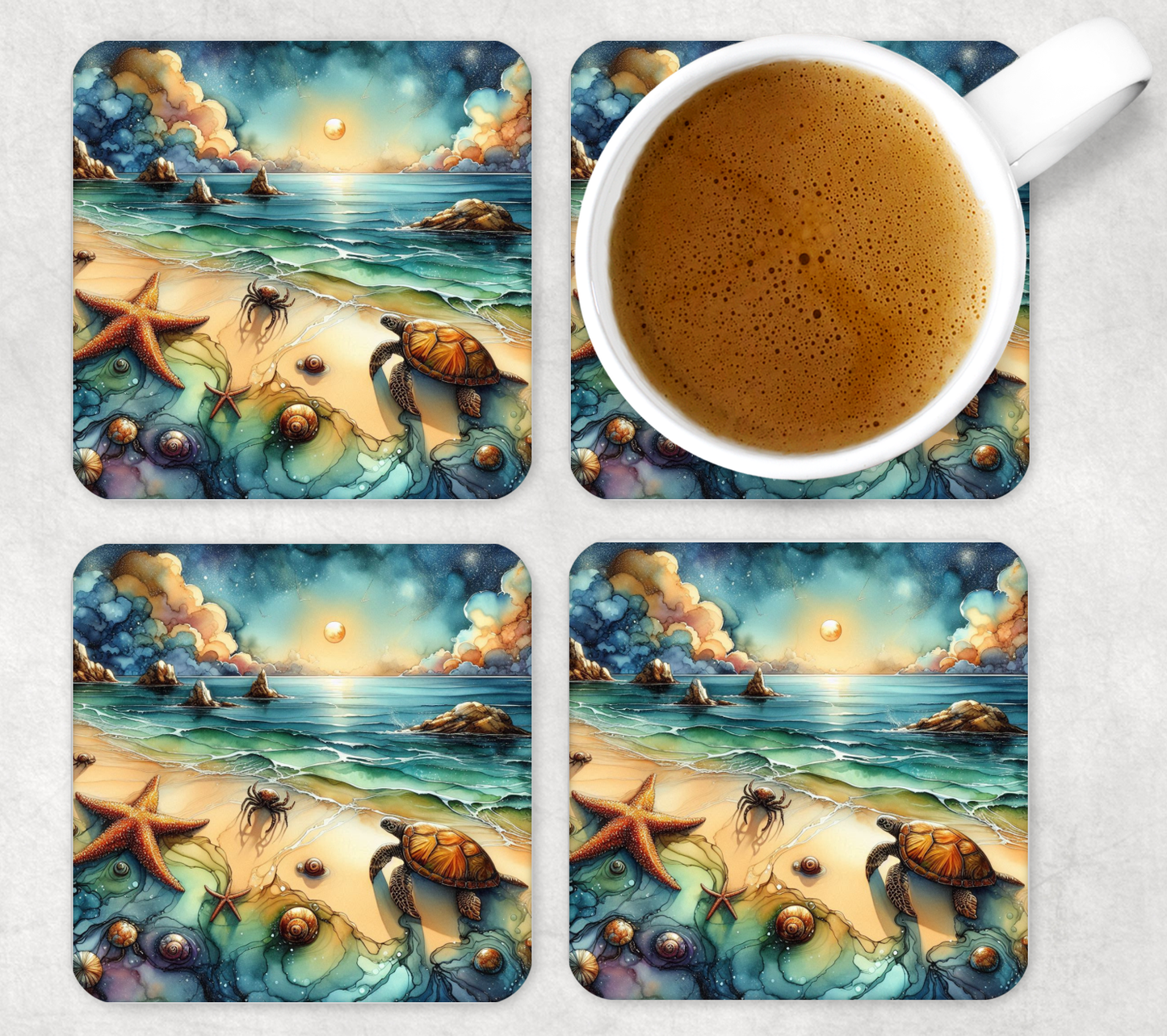 Glass Square Coasters 10 x 10cm (Set of 4) Collection 1