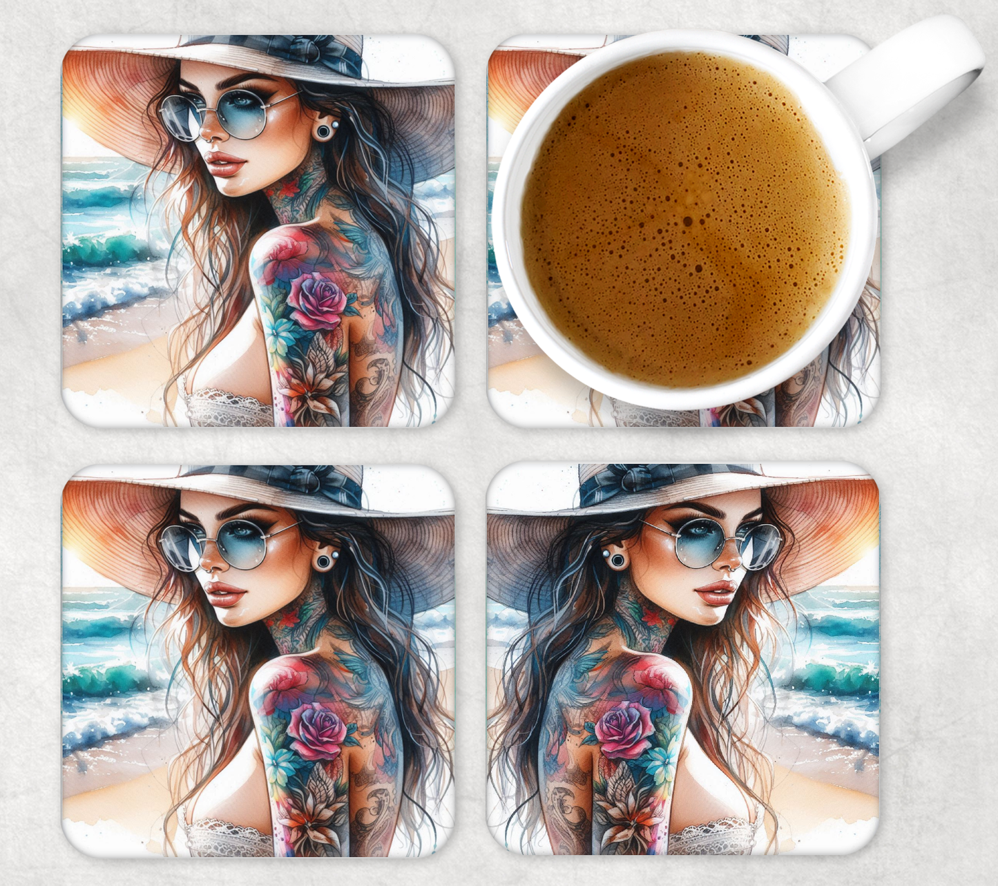 Glass Square Coasters 10 x 10cm (Set of 4) Collection 1
