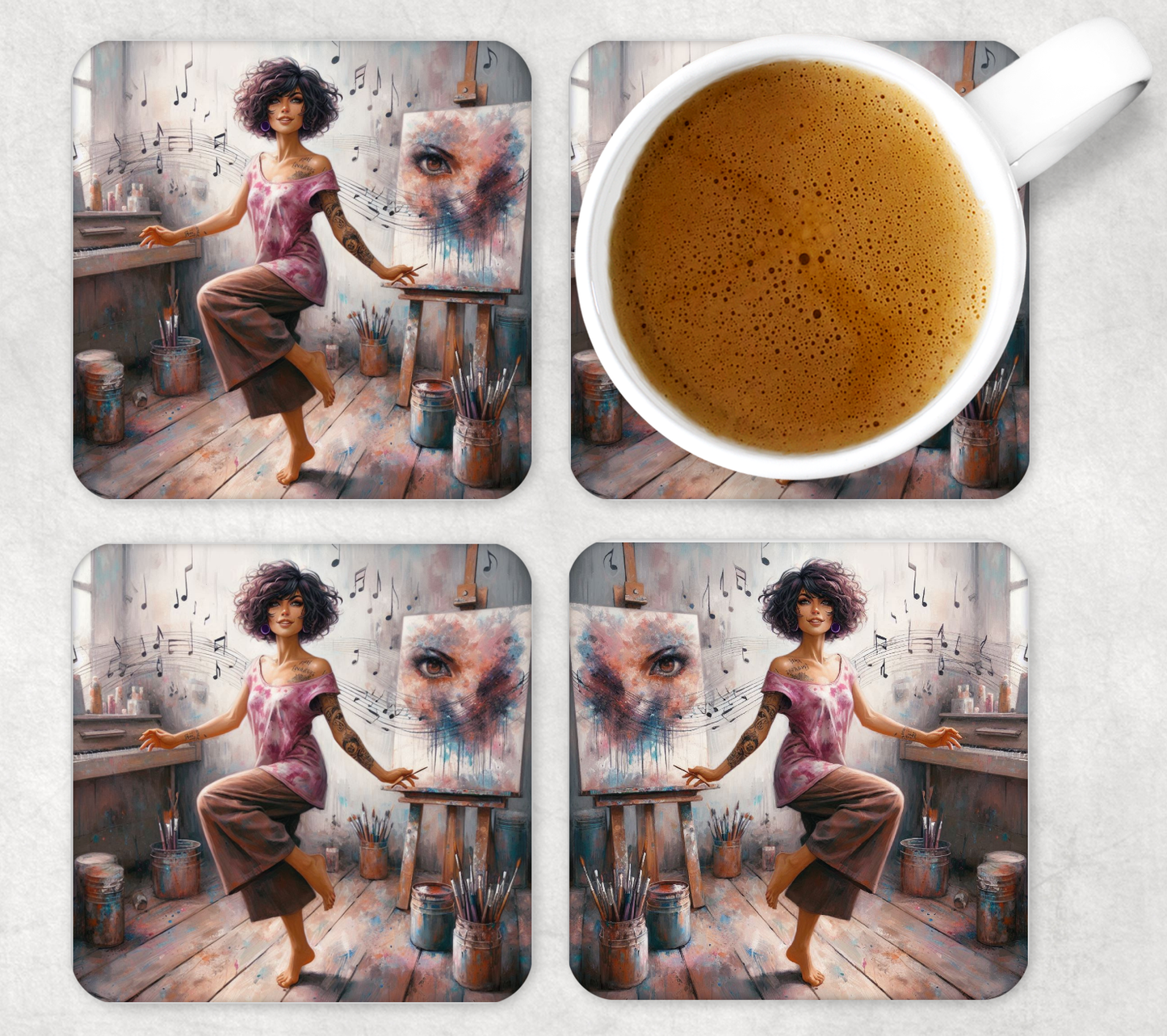 Glass Square Coasters 10 x 10cm (Set of 4) Collection 1