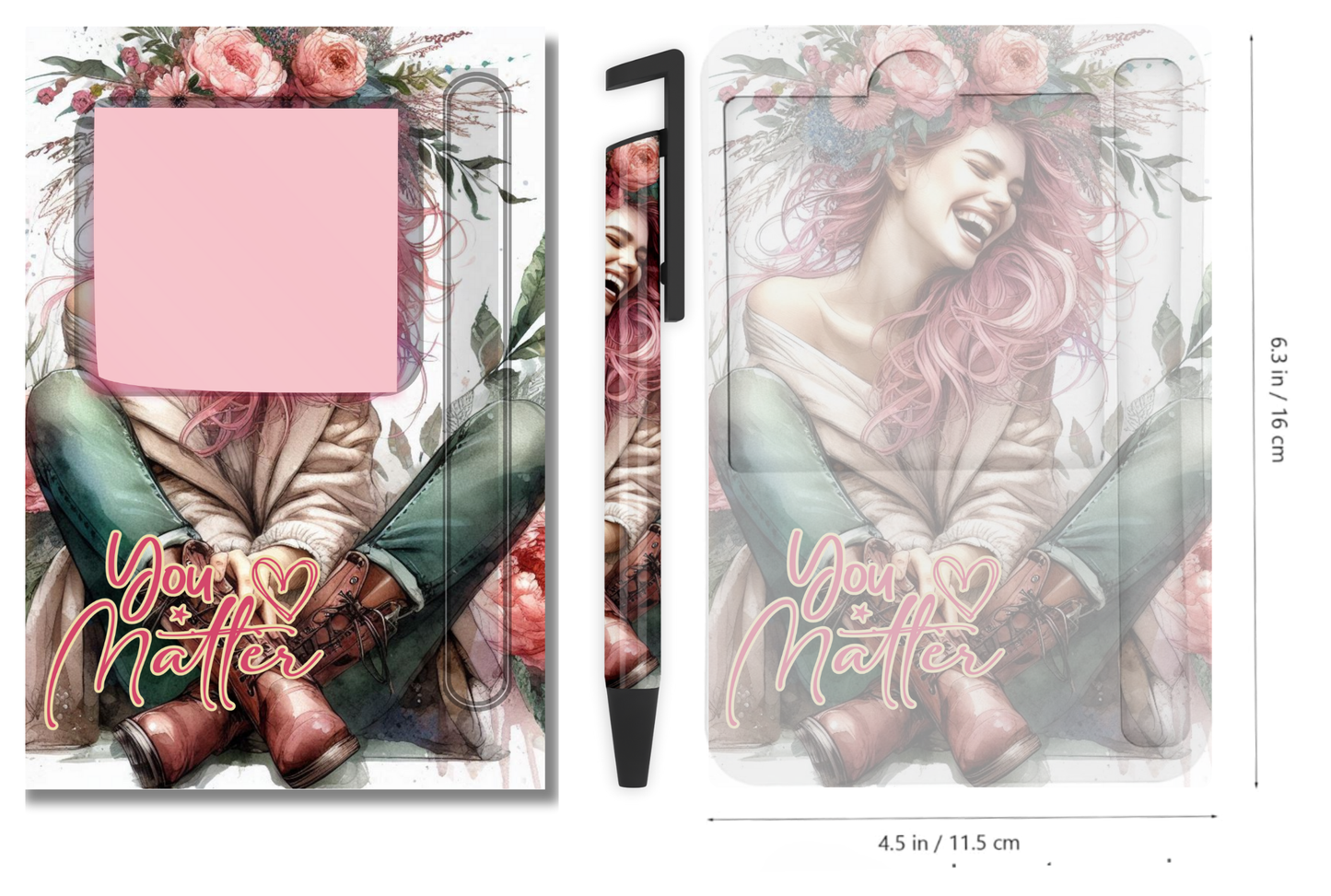 Sticky Note Holders Designs, with matching pen Design. Collection 1