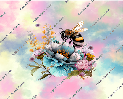 Bee Floral with Pastel Background