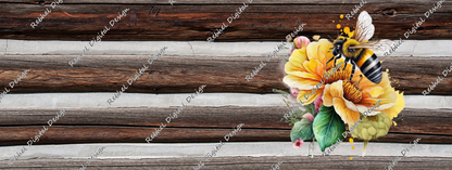 Bee Design Floral on Wood