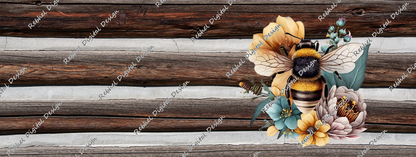 Bee Design Floral on Wood