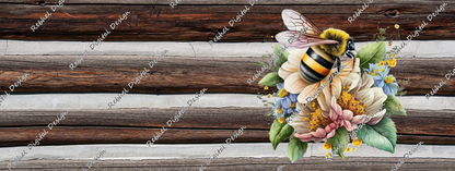 Bee Design Floral on Wood