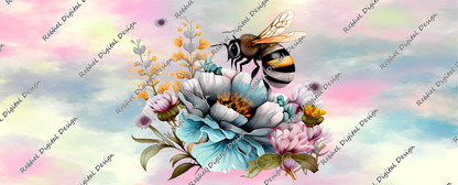 Bee Floral with Pastel Background