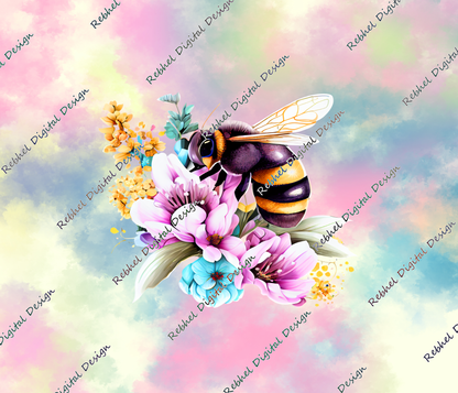 Bee Floral with Pastel Background