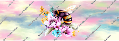 Bee Floral with Pastel Background